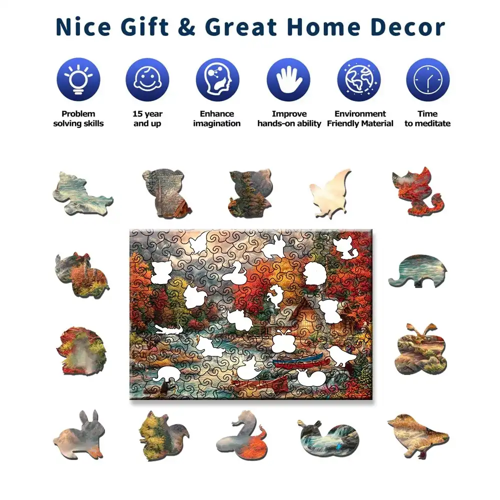 Mountain In Autumn Wooden Jigsaw Puzzle - Image 4