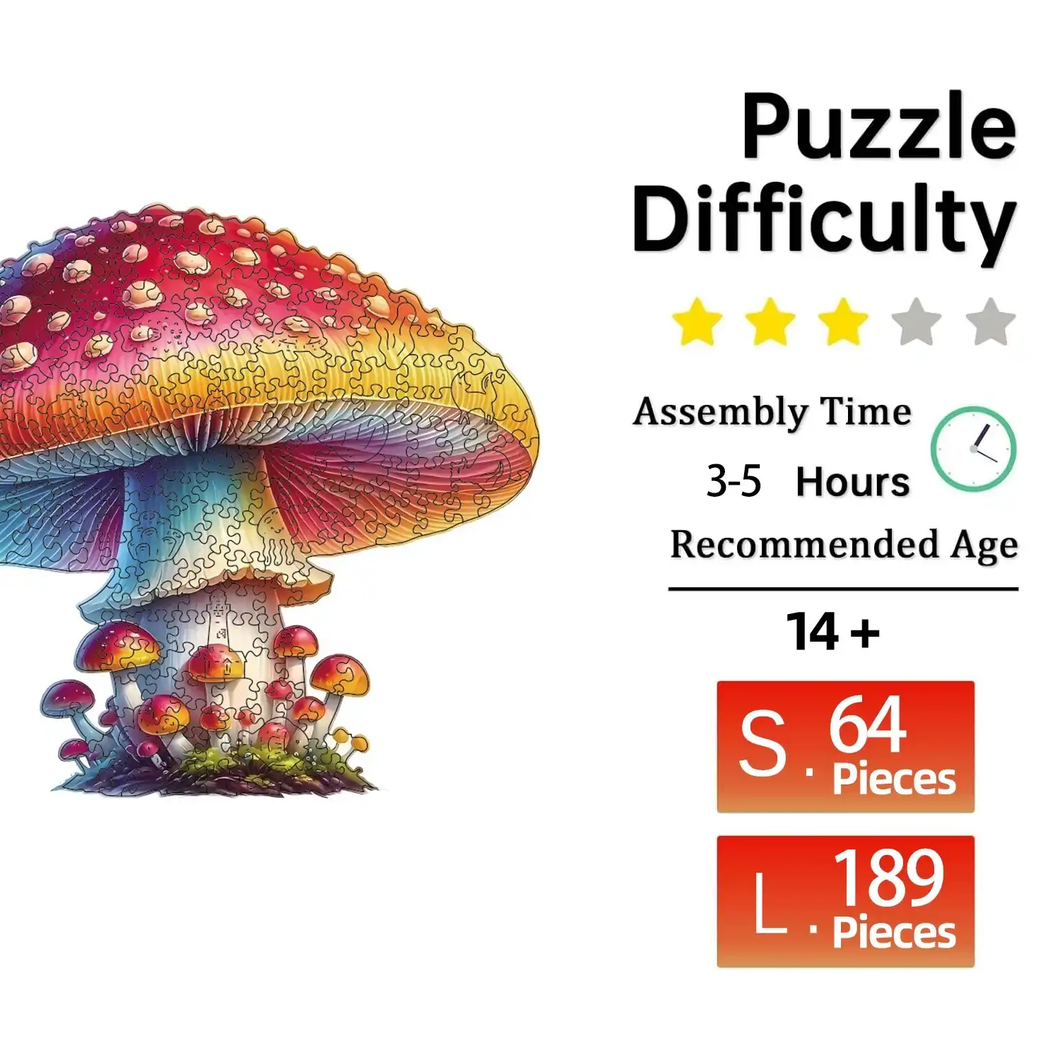Mushroom Shape Wooden Jigsaw Puzzle - Image 2