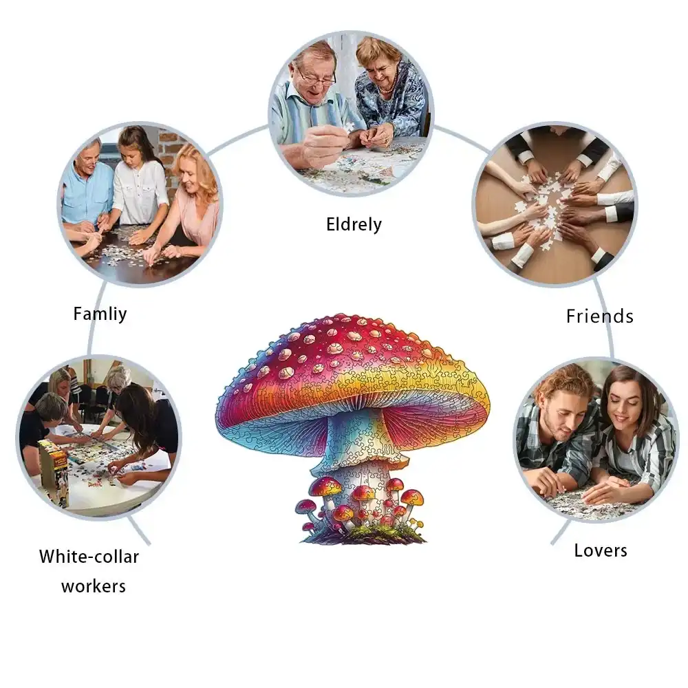 Mushroom Shape Wooden Jigsaw Puzzle - Image 3