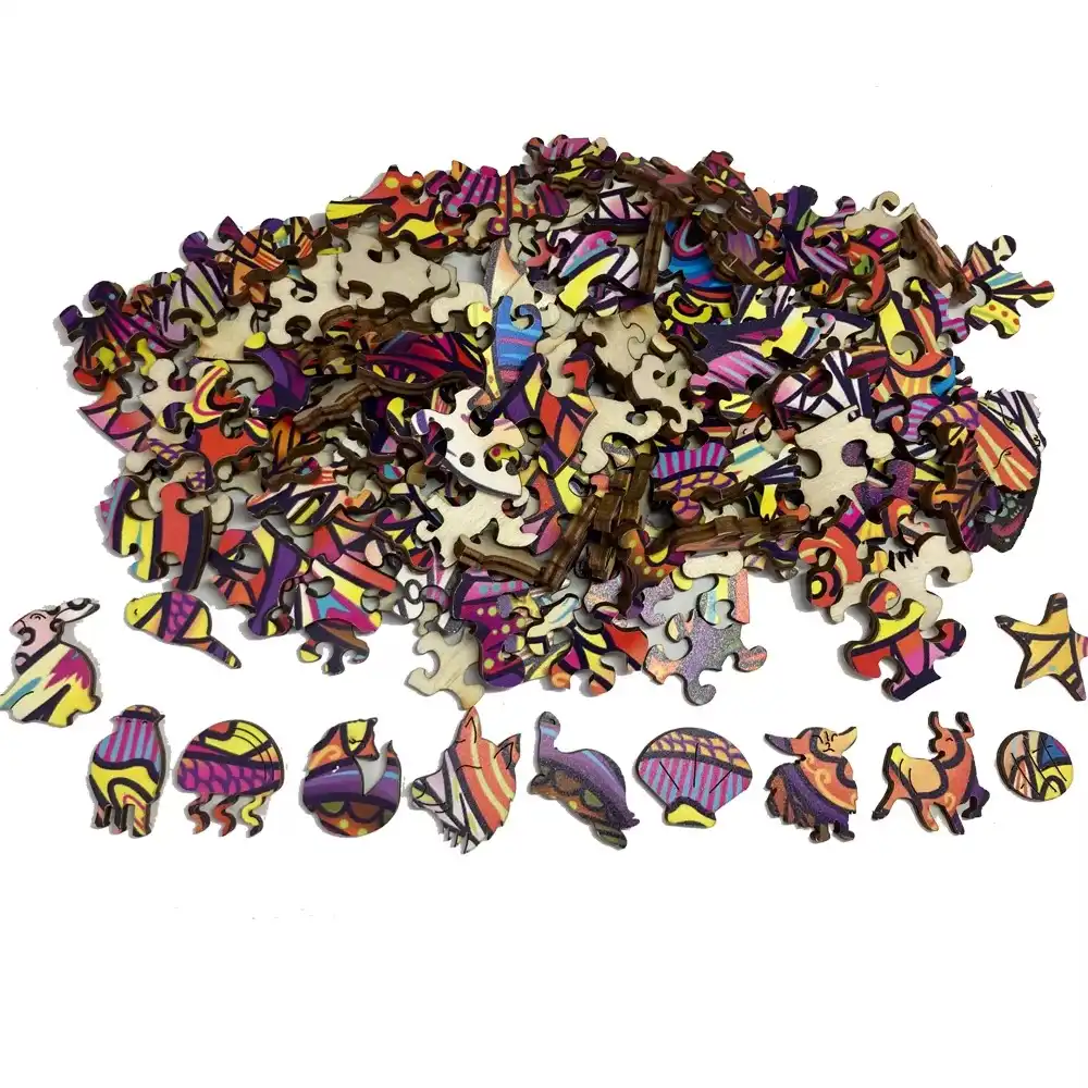 Mysterious Circular Birds Wooden Jigsaw Puzzle - Image 5