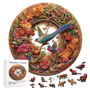 Mysterious Circular Birds Wooden Jigsaw Puzzle