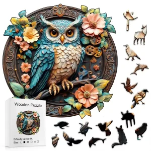 Owl And Flowers Wooden Jigsaw Puzzle