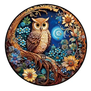 Owl At Night Wooden Jigsaw Puzzle