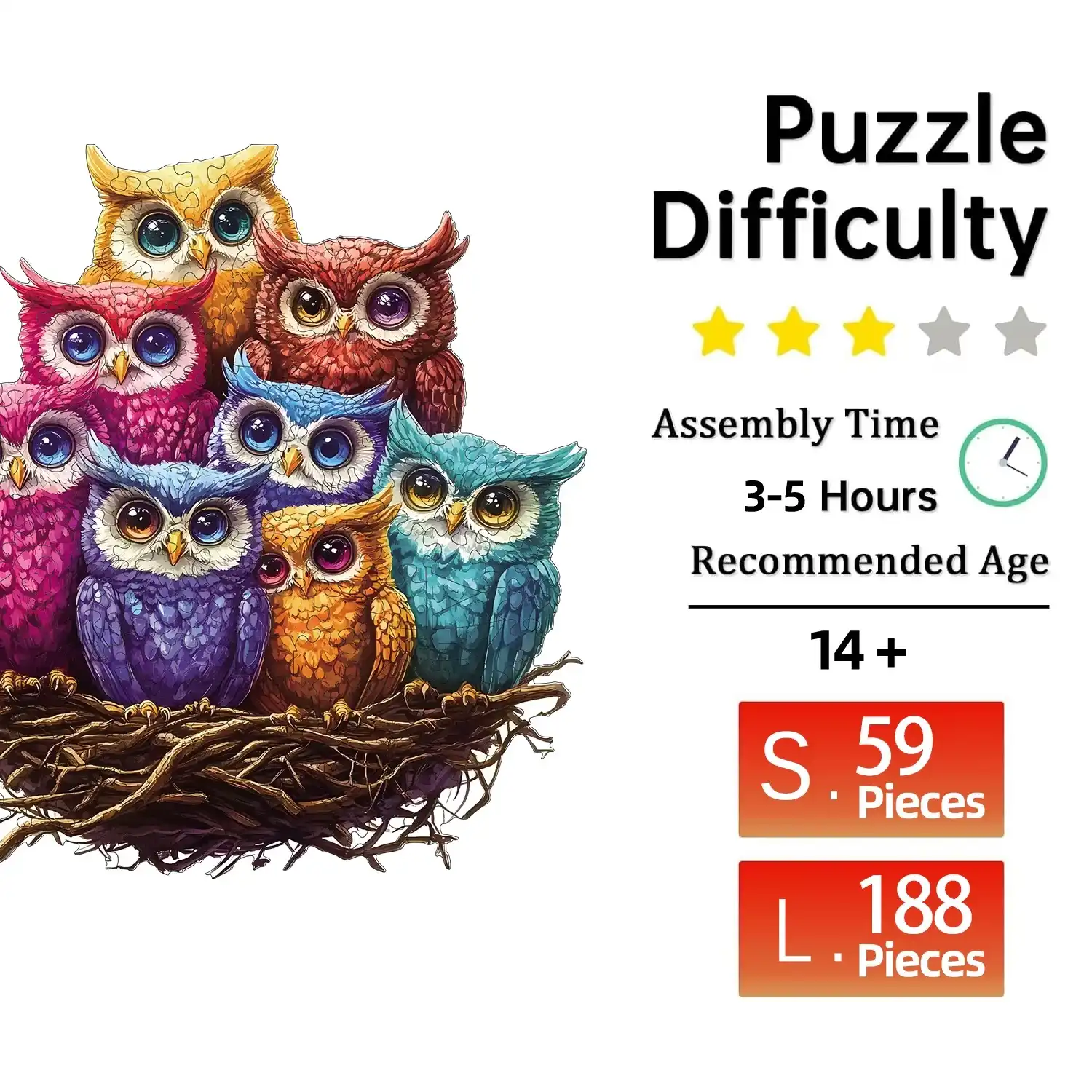 Owl Family Wooden Jigsaw Puzzle - Image 2