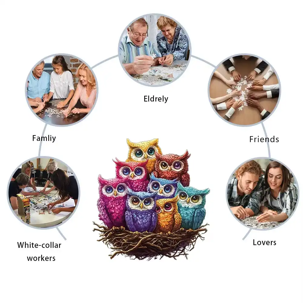 Owl Family Wooden Jigsaw Puzzle - Image 3