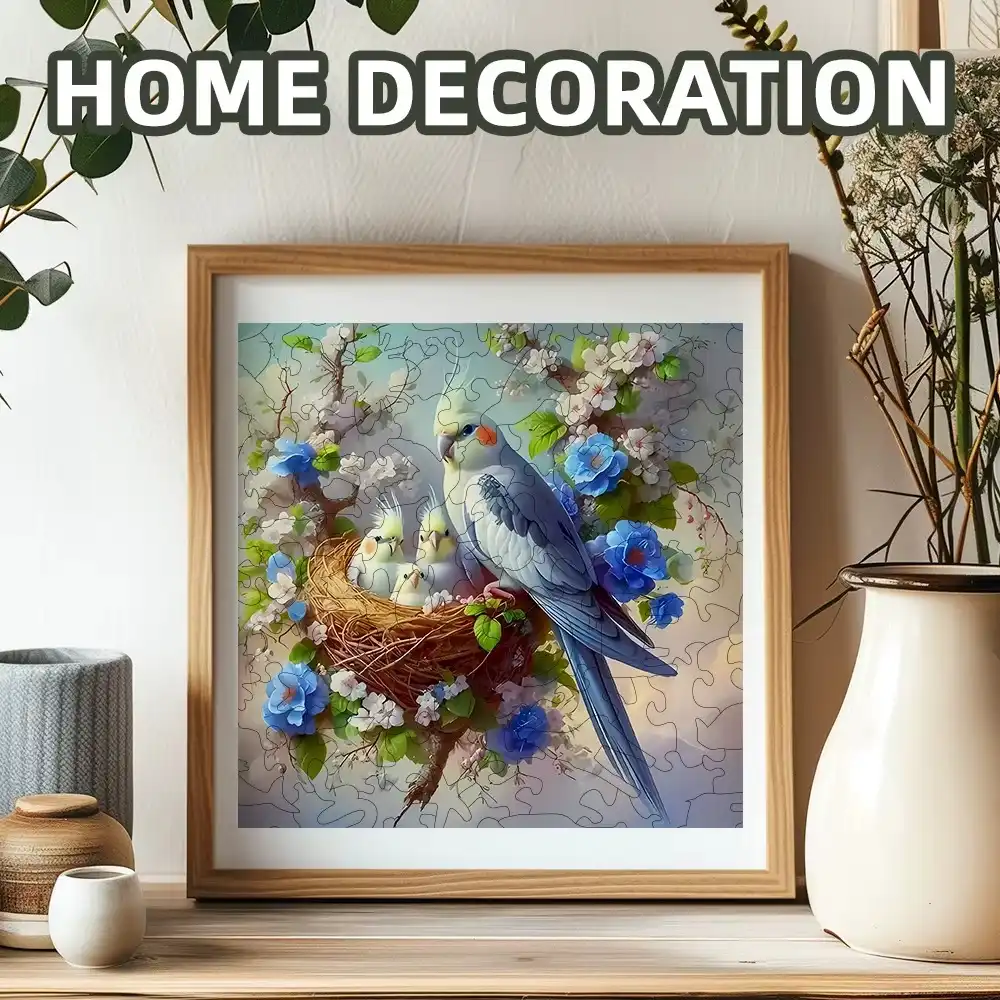 Parrot Family Wooden Jigsaw Puzzle - Image 3