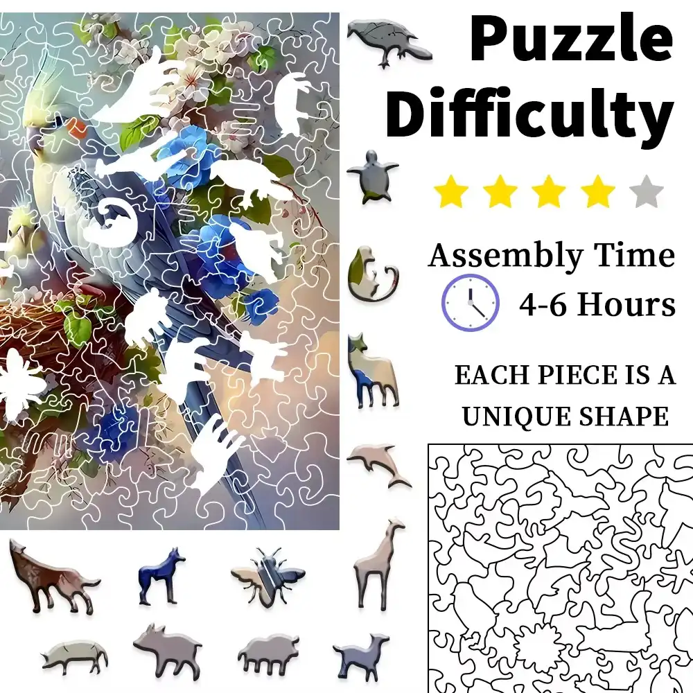 Parrot Family Wooden Jigsaw Puzzle - Image 5