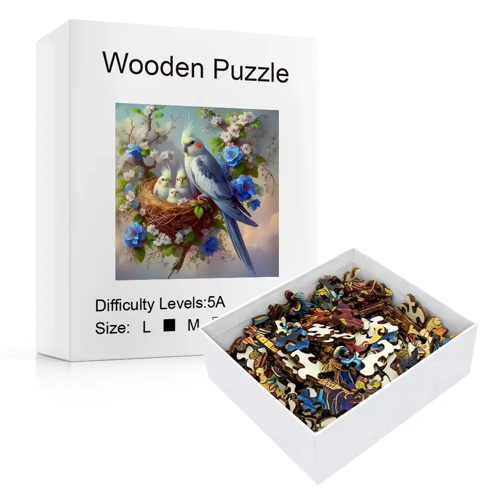 Parrot Family Wooden Jigsaw Puzzle - Image 2