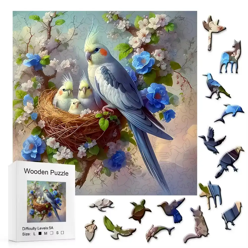 Parrot Family Wooden Jigsaw Puzzle