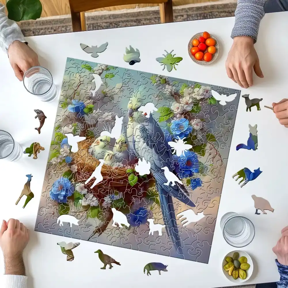 Parrot Family Wooden Jigsaw Puzzle - Image 4