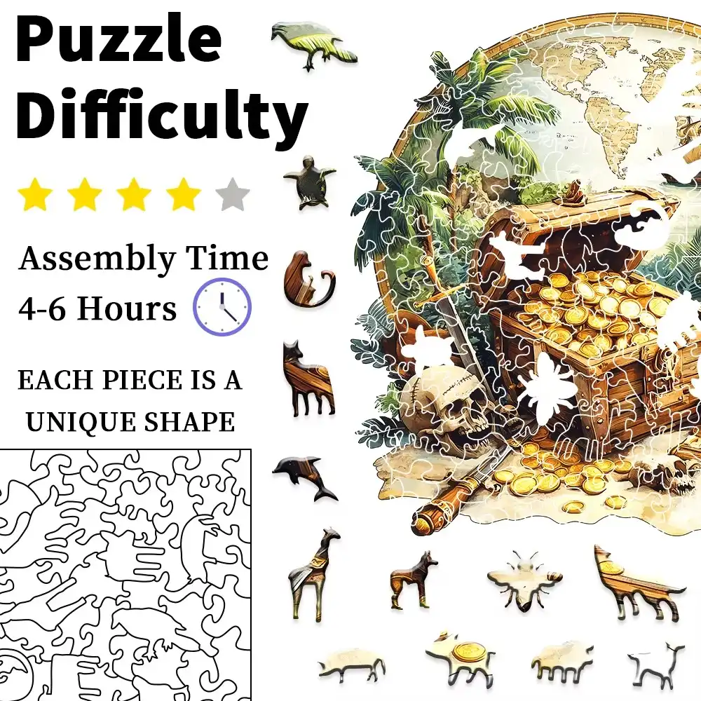 Pirate Treasure World Wooden Jigsaw Puzzle - Image 4