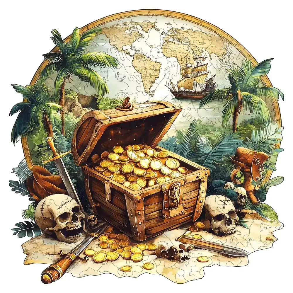 Pirate Treasure World Wooden Jigsaw Puzzle