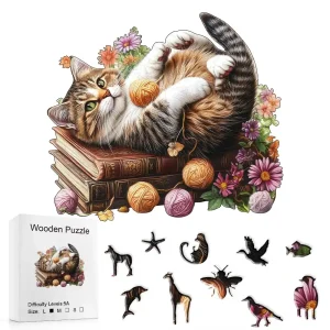 Playing Cat Wooden Jigsaw Puzzle