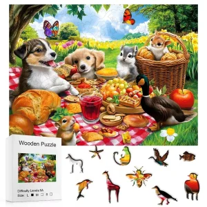 Puppy Garden Wooden Jigsaw Puzzle