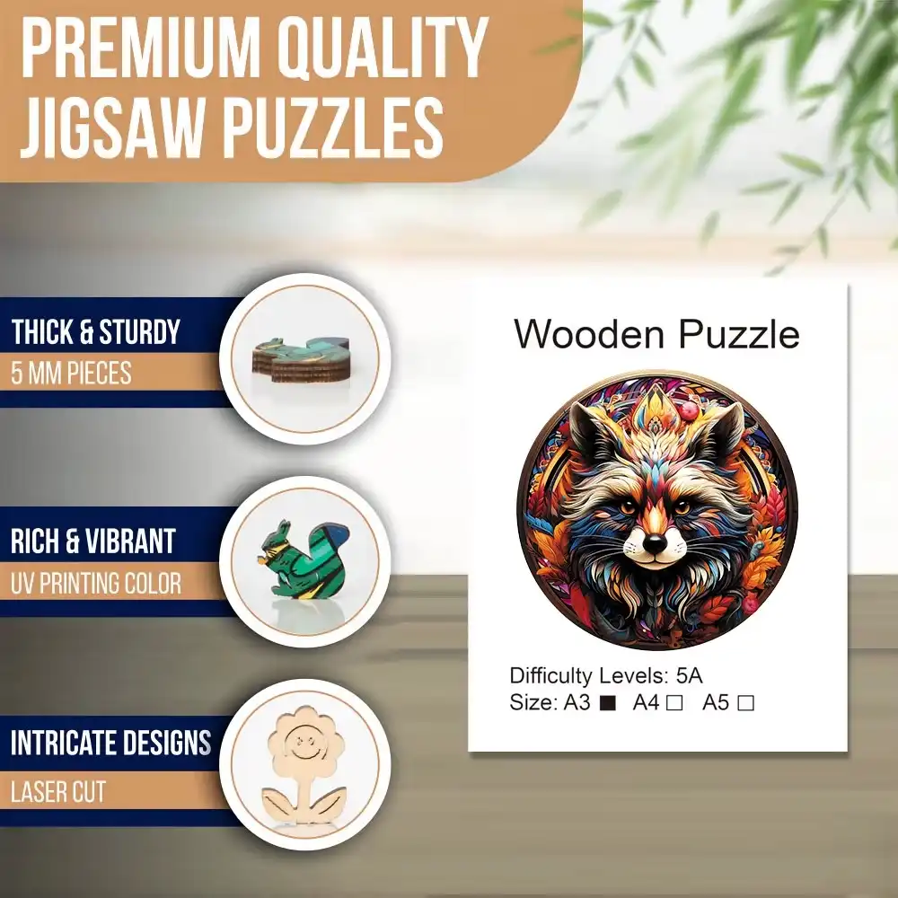 Raccoon Wooden Jigsaw Puzzle - Image 2