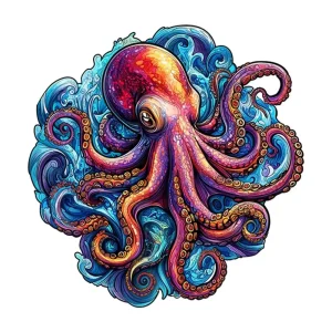 Red Octopus Wooden Jigsaw Puzzle