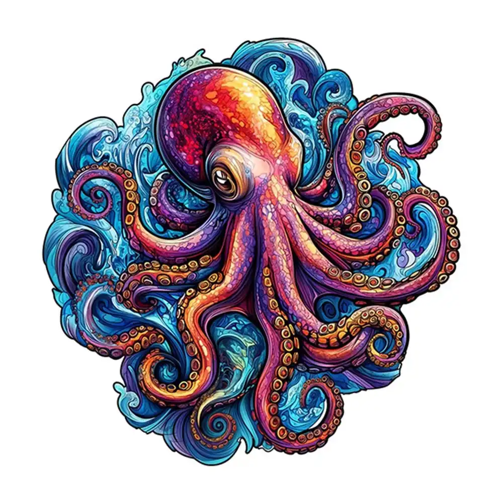 Red Octopus Wooden Jigsaw Puzzle