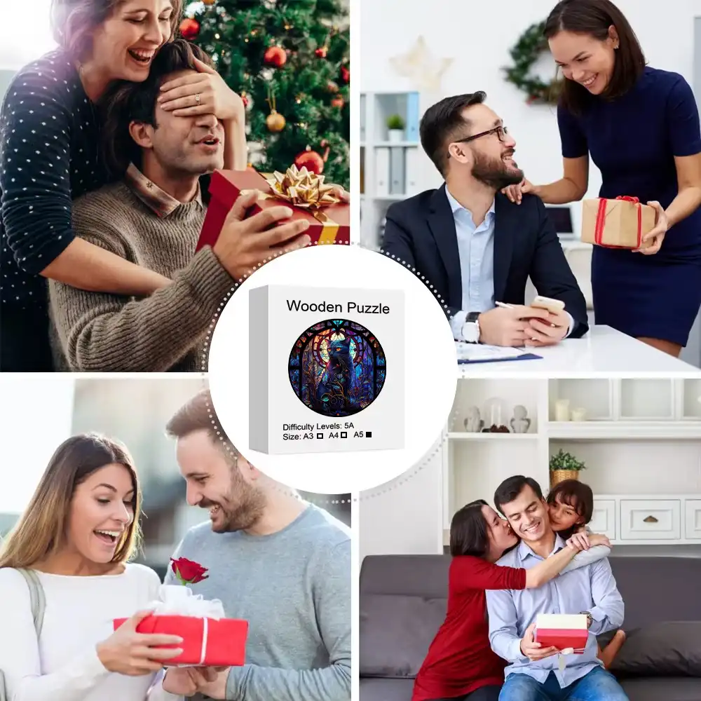 Red eyed Cat Wooden Jigsaw Puzzle - Image 3