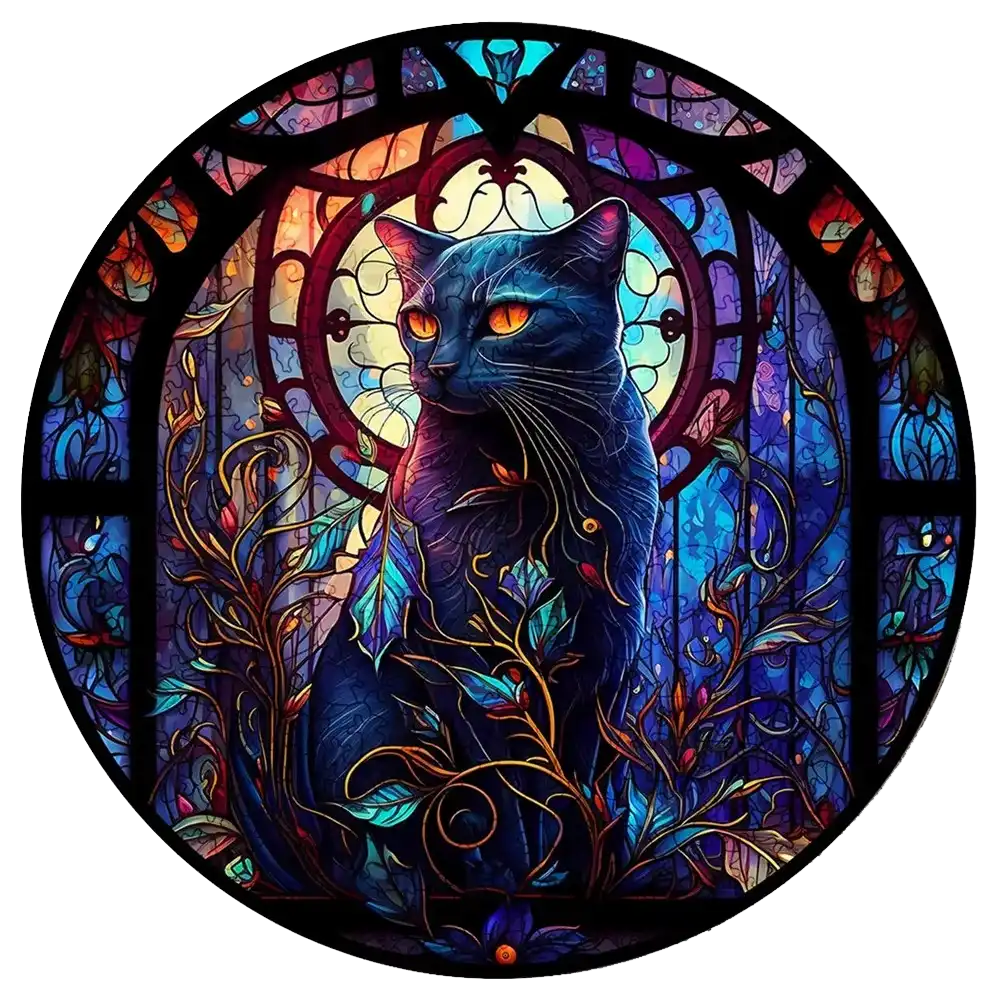 Red eyed Cat Wooden Jigsaw Puzzle