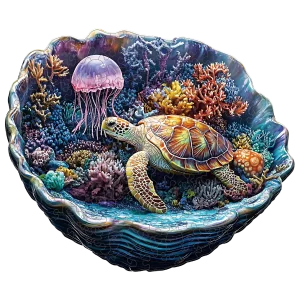 Shell Sea Turtle Wooden Jigsaw Puzzle