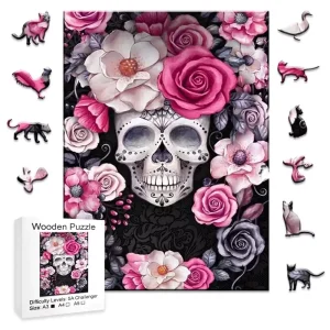 Skeleton And Flowers Wooden Jigsaw Puzzle