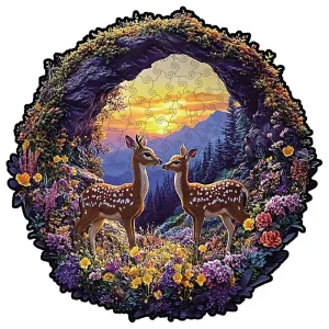 Spotted Deers Wooden Jigsaw Puzzle