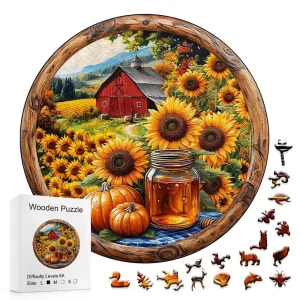 Stained Glass Sunflower Wooden Jigsaw Puzzle