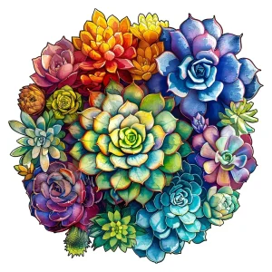 Succulent Plants Wooden Jigsaw Puzzle