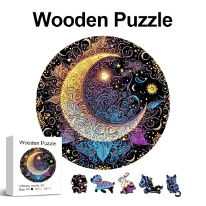 Sun And Moon Art Wooden Jigsaw Puzzle