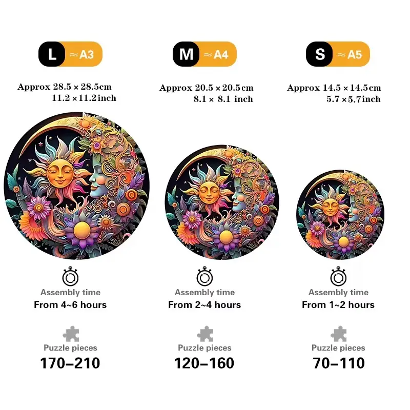 Sun And Moon Art Wooden Jigsaw Puzzle - Image 5