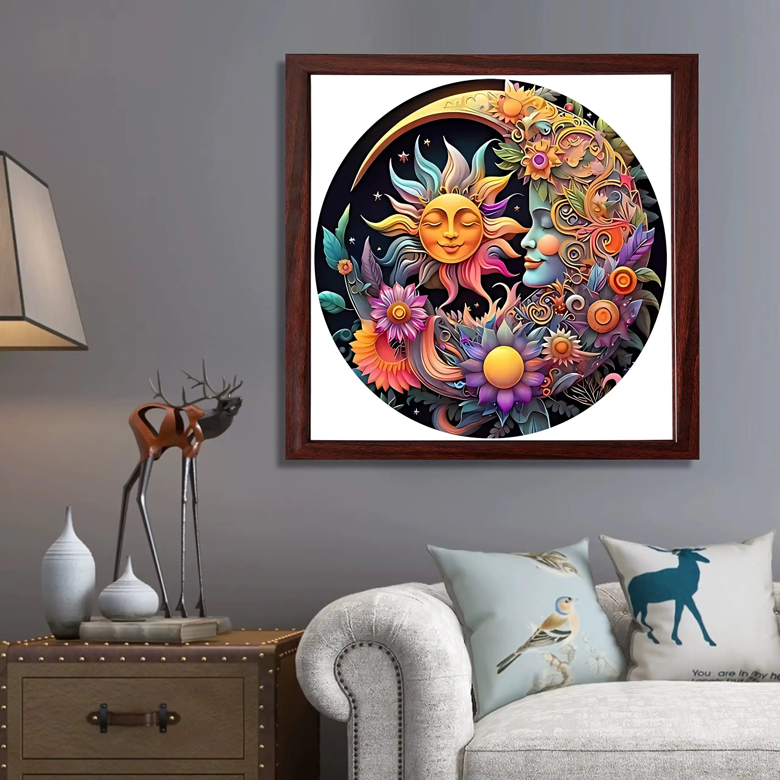 Sun And Moon Art Wooden Jigsaw Puzzle - Image 2