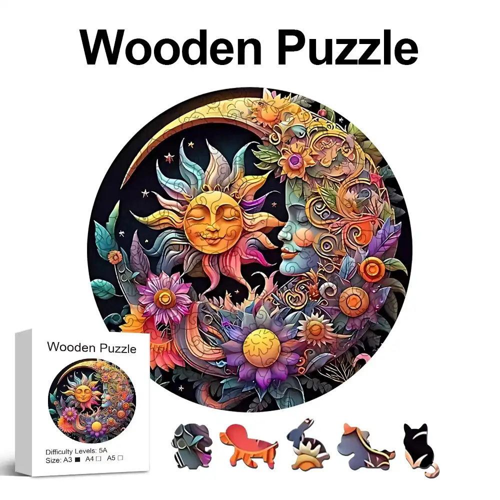 Sun And Moon Art Wooden Jigsaw Puzzle