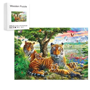Tiger Family Wooden Jigsaw Puzzle