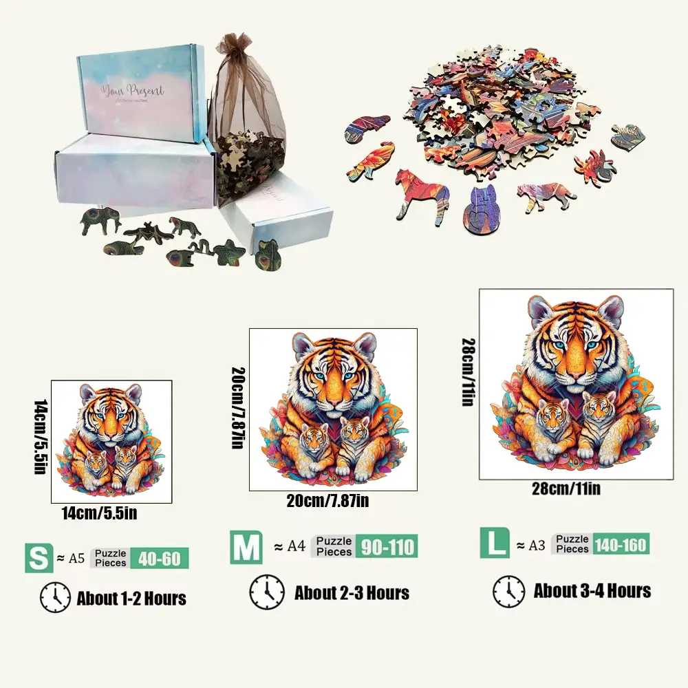 Tiger Family Wooden Jigsaw Puzzle - Image 2