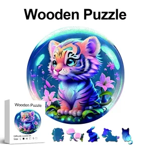 Tiger In Bubble Wooden Jigsaw Puzzle