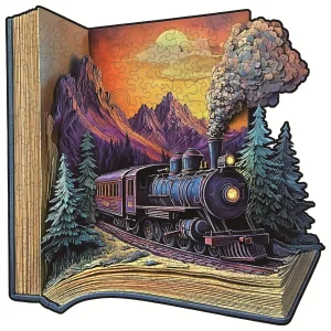 Train In The Book Wooden Jigsaw Puzzle