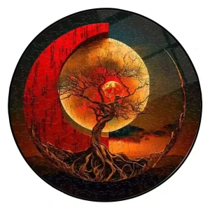 Tree Of Life At Red Moon Wooden Jigsaw Puzzle