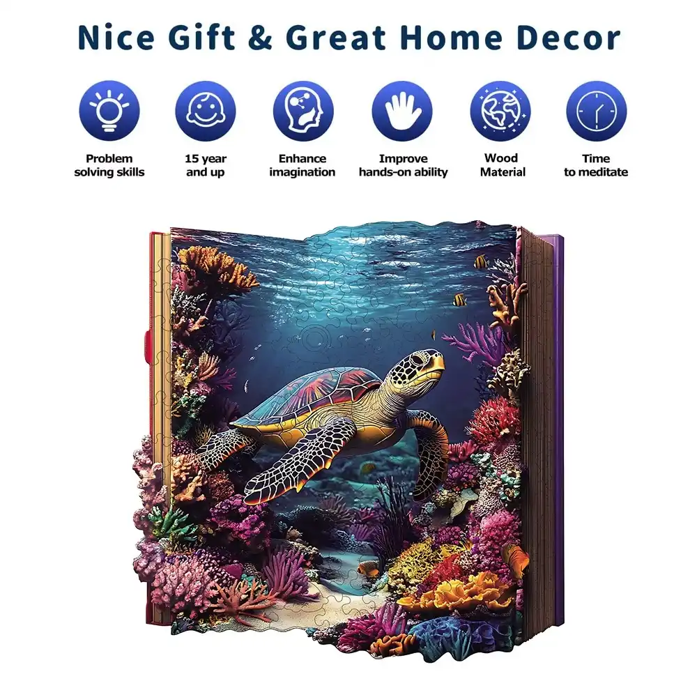Turtle In The Book Wooden Jigsaw Puzzle - Image 6