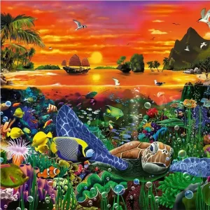 Turtle in The Reef Wooden Jigsaw Puzzle