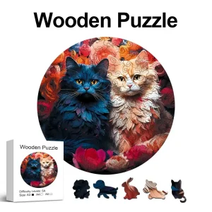 Two Cats Wooden Jigsaw Puzzle