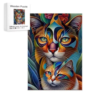 Two Cats Wooden Jigsaw Puzzle