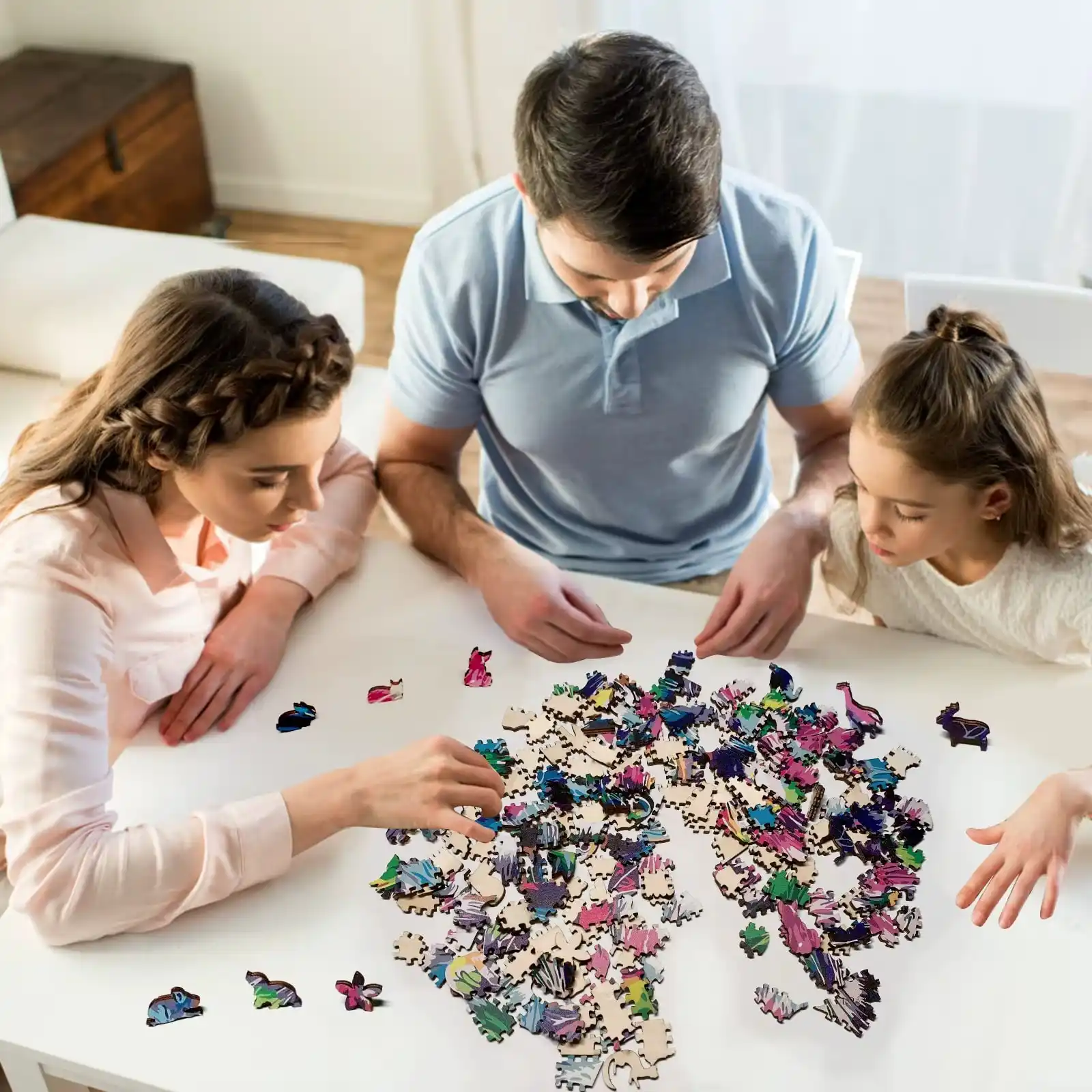 Two Red Birds Christmas Wooden Jigsaw Puzzle - Image 5