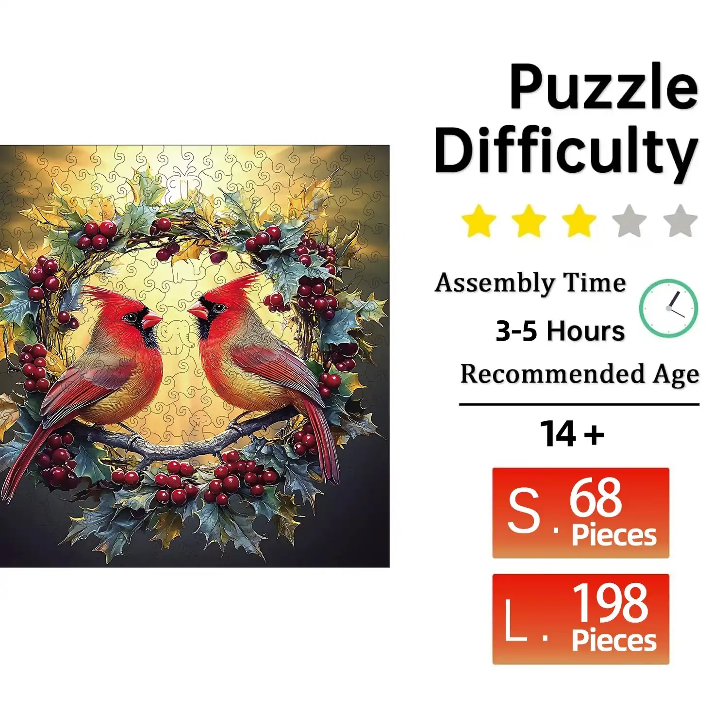 Two birds Wooden Jigsaw Puzzle - Image 2