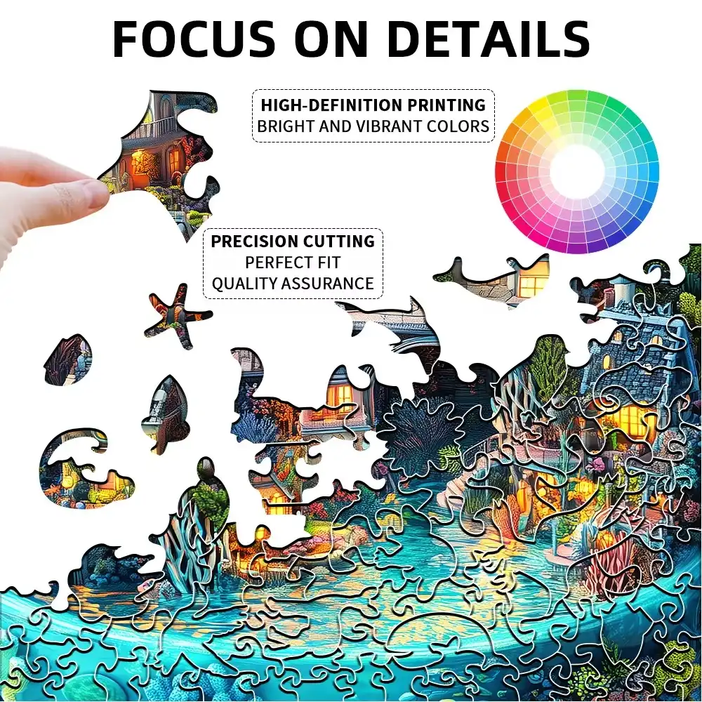 Village In The Cup Wooden Jigsaw Puzzle - Image 4