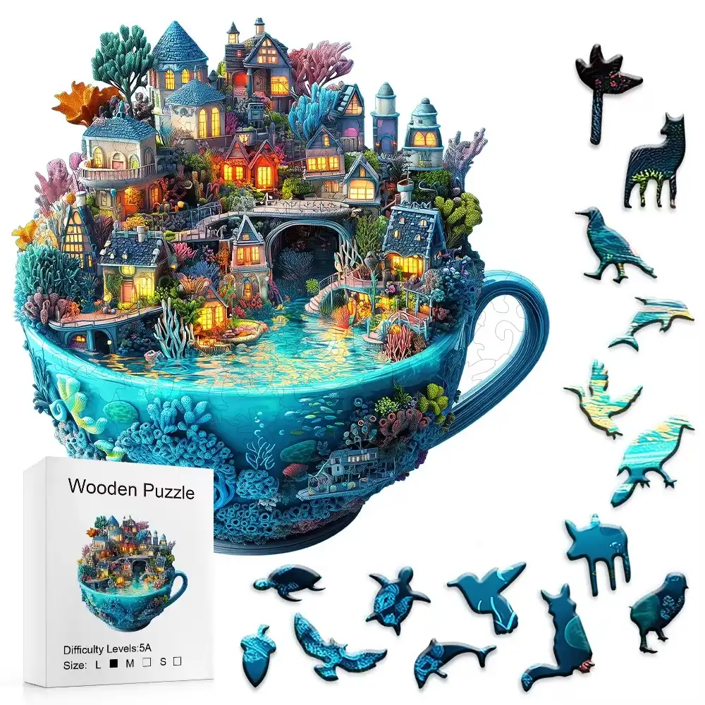 Village In The Cup Wooden Jigsaw Puzzle