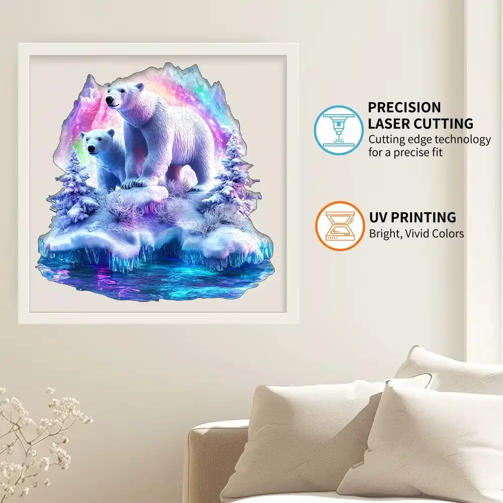 White Bears Wooden Jigsaw Puzzle - Image 3