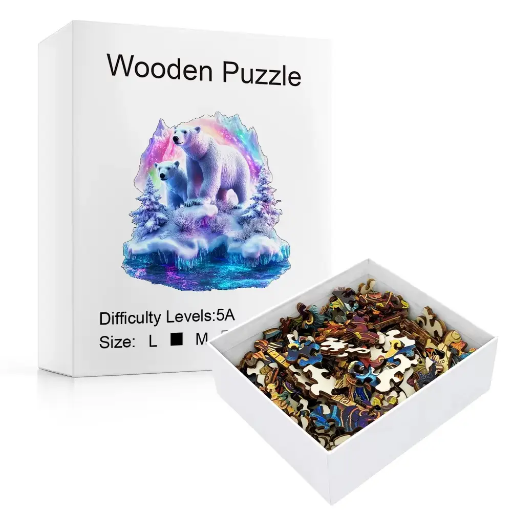 White Bears Wooden Jigsaw Puzzle - Image 2