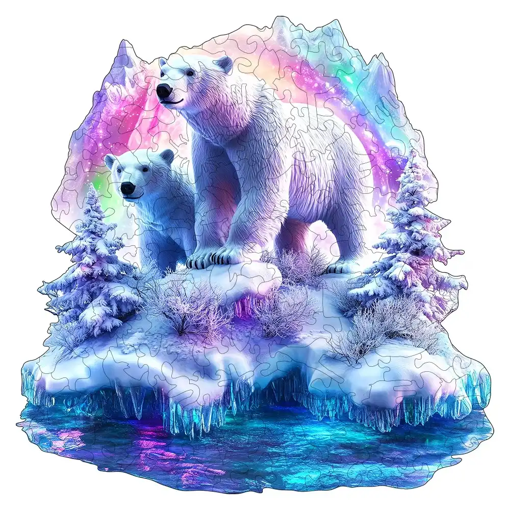 White Bears Wooden Jigsaw Puzzle