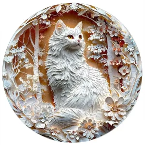 White Cat Wooden Jigsaw Puzzle