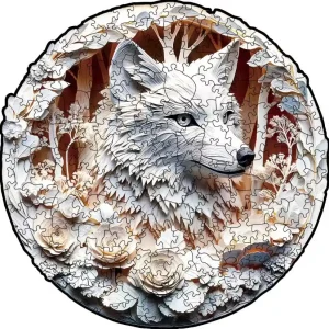 White Wolf Wooden Jigsaw Puzzle